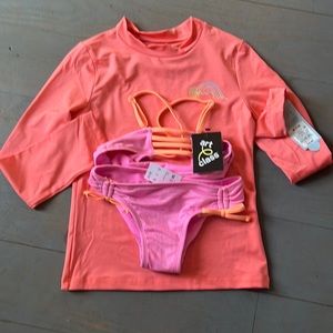 Girls Size M (7/8) Lot 1- Rash guard 1- Bikini Target Brands